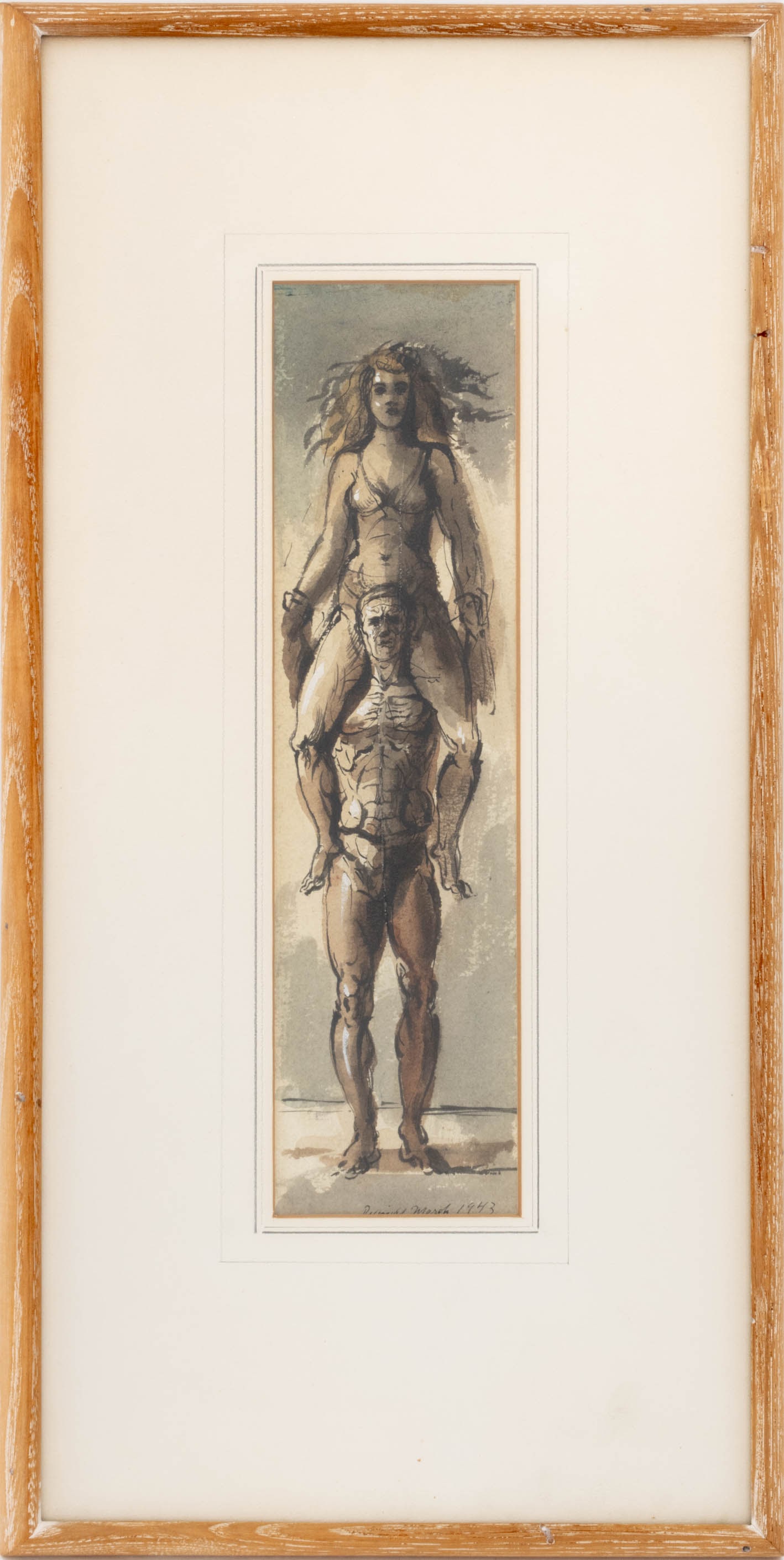 Reginald Marsh "Coney Island Acrobats", 1943: Reginald Marsh (American, 1898-1954), "Coney Island Acrobats", Watercolor with Pen and Ink on Paper, 1943, signed and dated lower right, Estate of William Benton, The University of Arizona, and Christ
