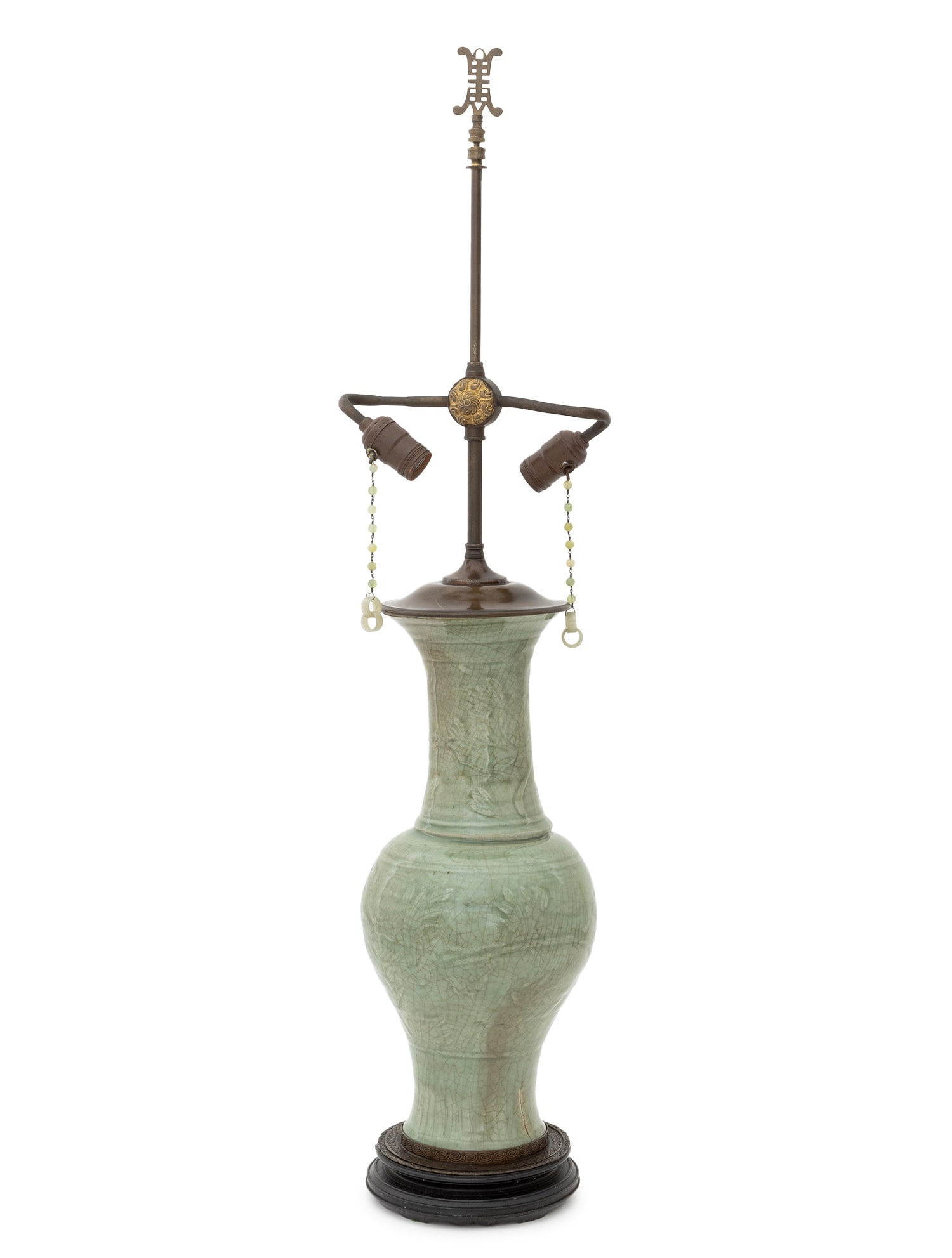 Chinese Longquan Celadon Vase Mounted as a Lamp (1 of 11)