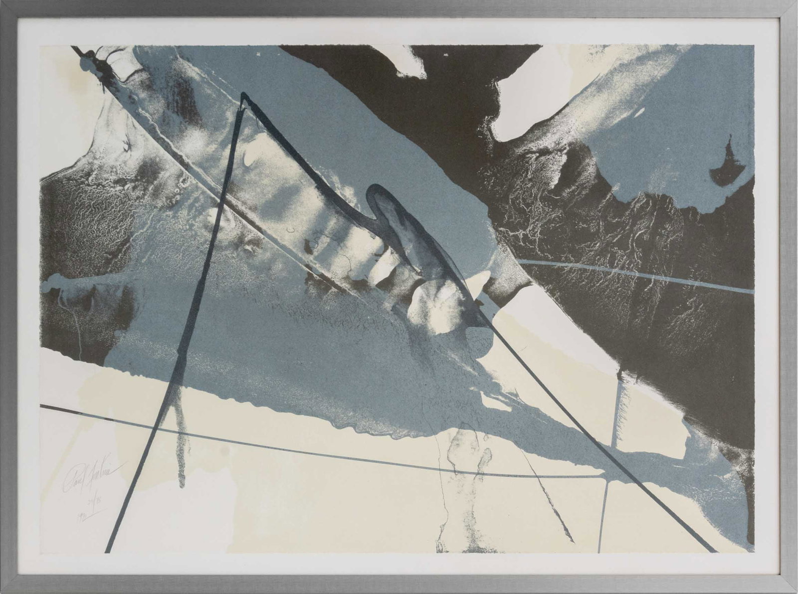 Paul Jenkins "Winter" Lithograph, 1972: Paul Jenkins (American, 1923-2012), "Winter, from Four Seasons", Lithograph in Colors on BFK Rives Wove Paper, 1972, signed in pencil, dated, and numbered edition "24/75" lower left, published by Chir