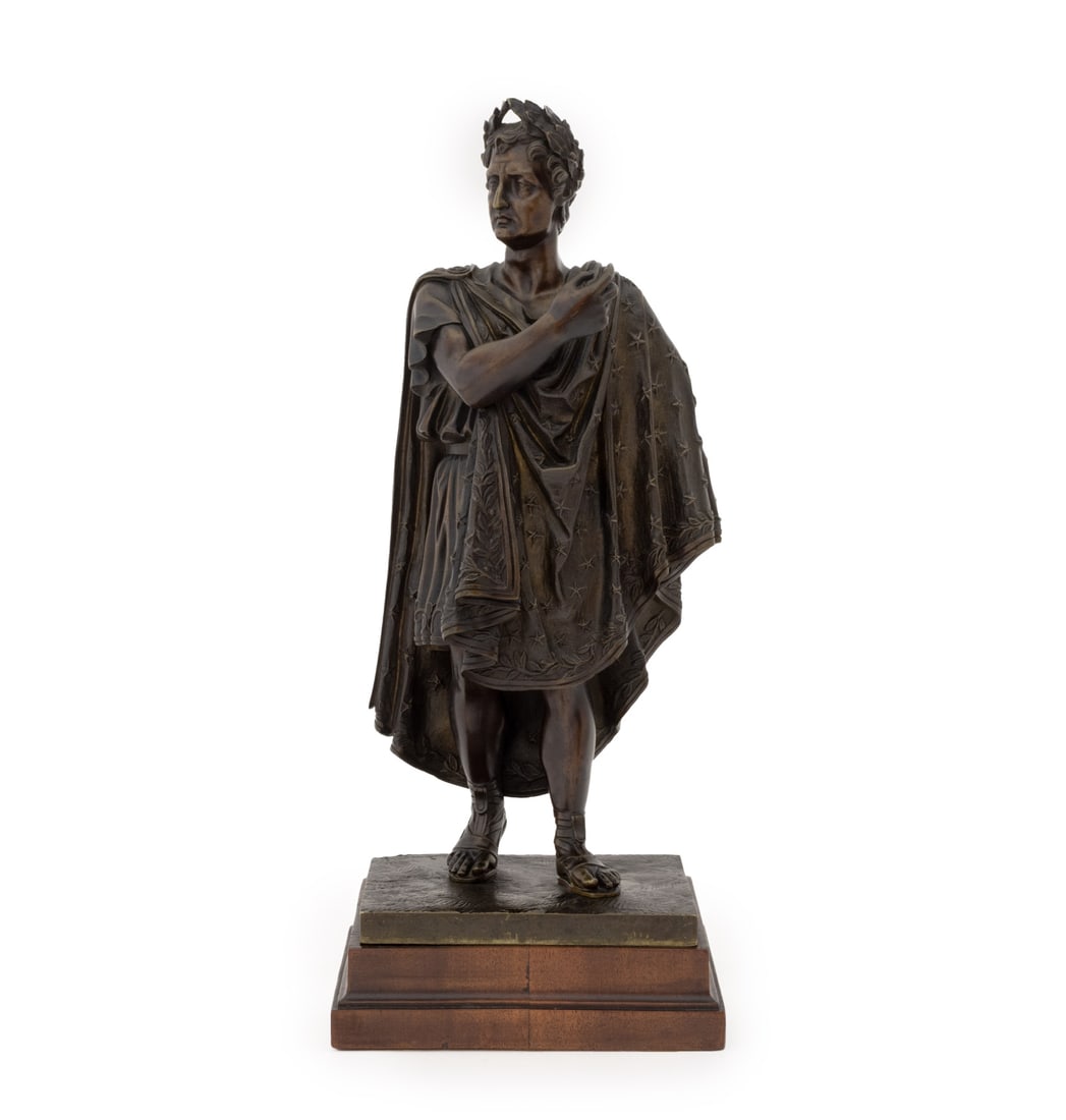 Jean-Baptiste Alix Attr. "Louis-Philippe I" Bronze: Jean-Baptiste Alix (1801- XIX) Attributed "Le Roi Louis-Philippe en Cesar" Patinated Bronze Sculpture, unmarked, mounted on wood base. Overall: 15.5" H x 7" W x 5.5" D. Provenance: From the Estate of 