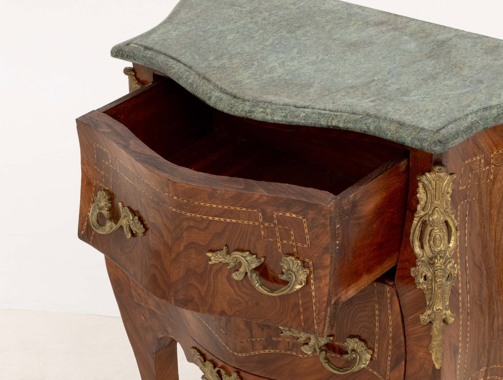 Louis XV Style Ormolu Walnut Bombe Commodes, Pair - 10