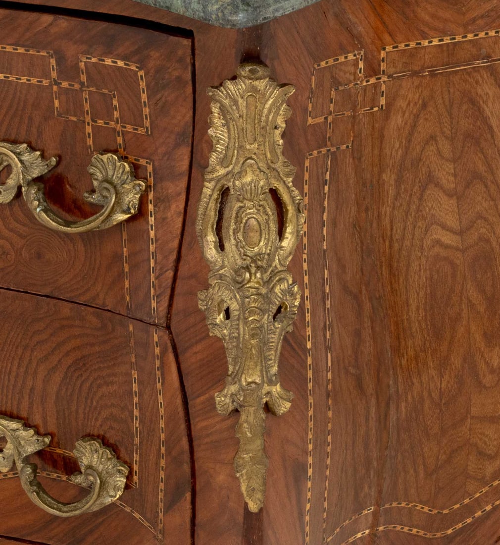 Louis XV Style Ormolu Walnut Bombe Commodes, Pair - 11