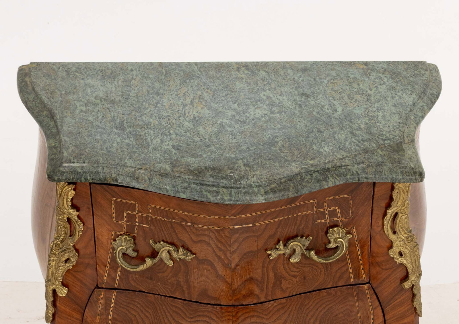Louis XV Style Ormolu Walnut Bombe Commodes, Pair - 6