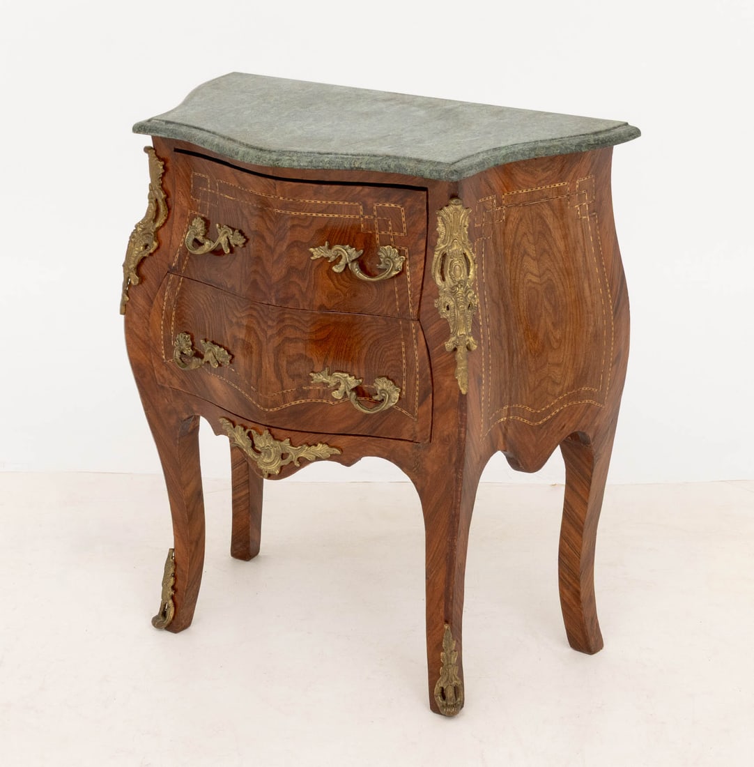 Louis XV Style Ormolu Walnut Bombe Commodes, Pair - 9