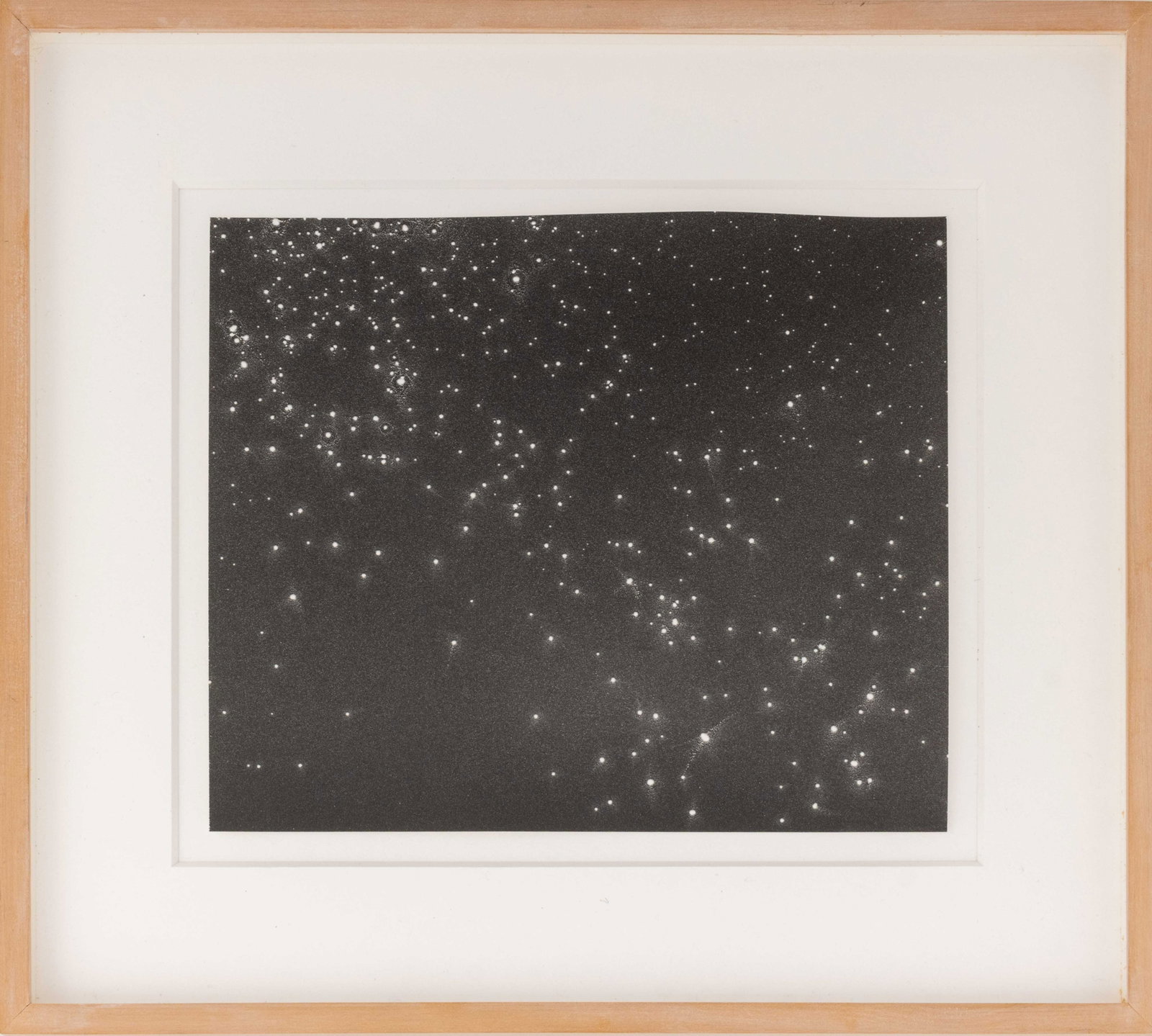 Adam Fuss Untitled (Starry Sky), 1997: Adam Fuss (English, b. 1961), Untitled (Starry Sky), Gelatin Silver Print, 1997, signed, dated, and numbered edition "99/100" verso, black frame. Sheet: 10" H x 12" W; frame: 16.75" H x 18.5" W x
