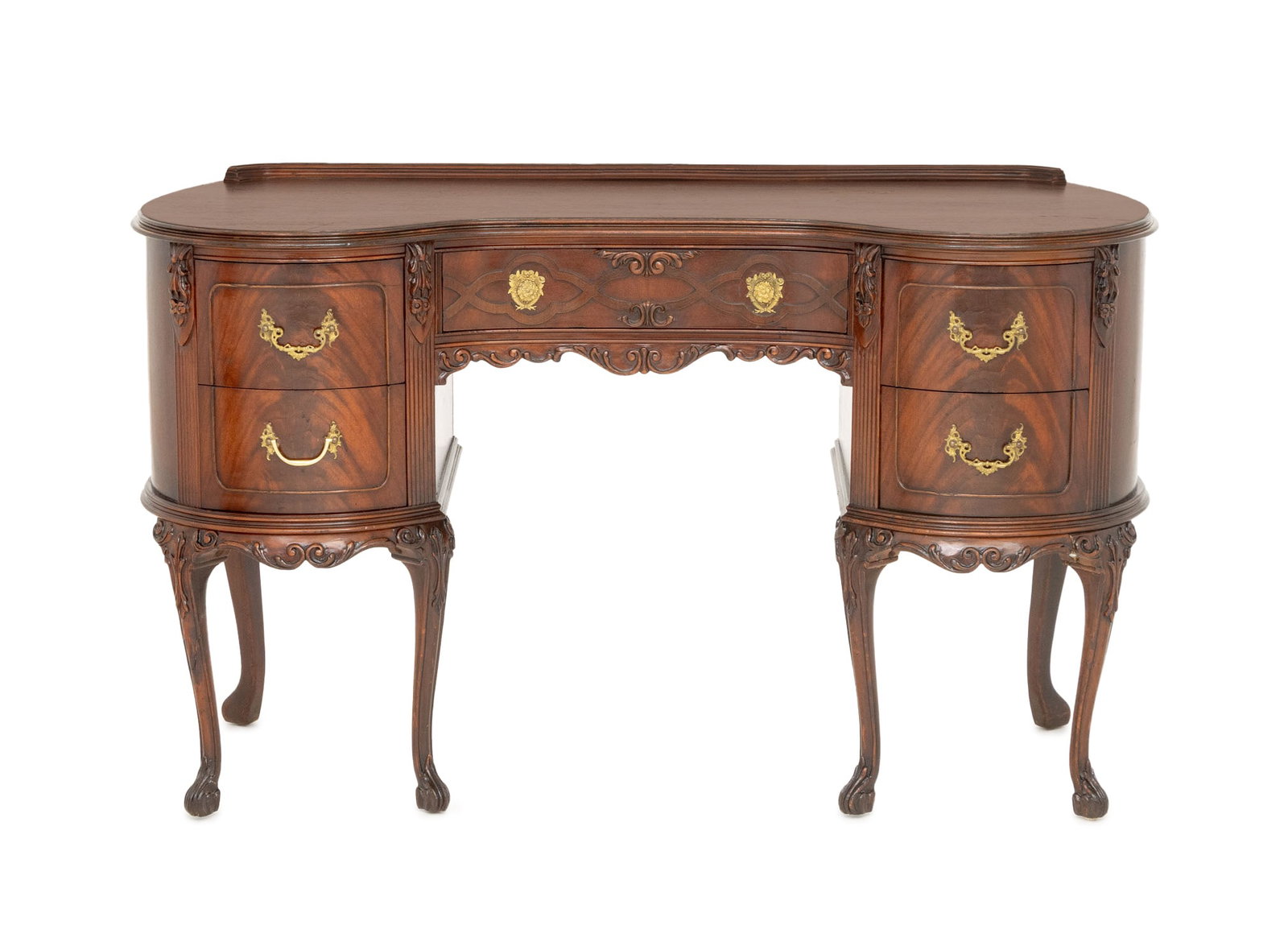 Queen Anne Style Kidney Shaped Mahogany Desk (1 of 9)