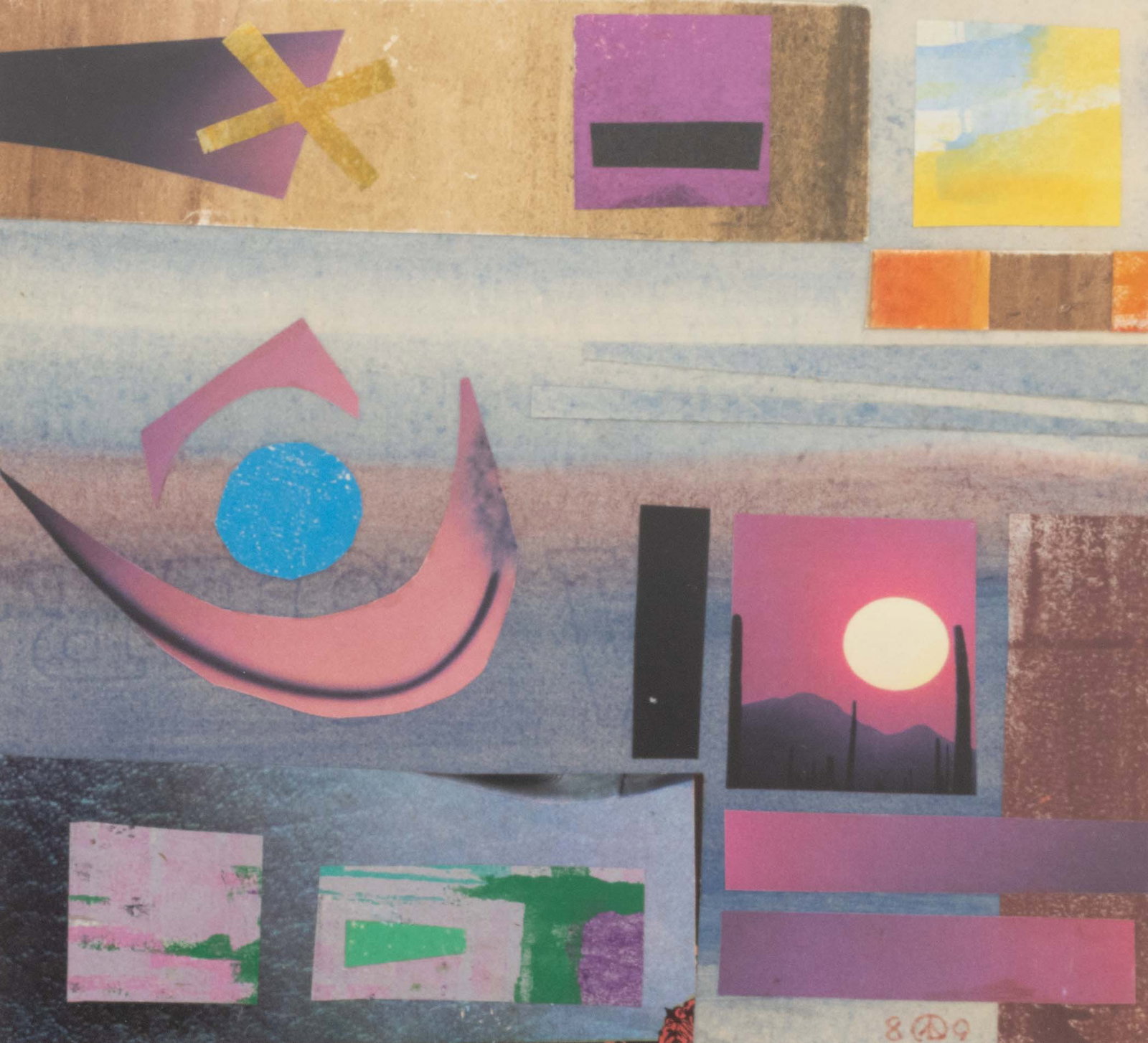 Werner Drewes "Done for Oil #1463 Lost Horizon": Werner Drewes (German born/ American, 1899-1985), "Done for Oil #1463 'Lost Horizon'", Collage on Paper, 1980, monogrammed and signed in pencil lower right, signed, dated, annotated and number coded