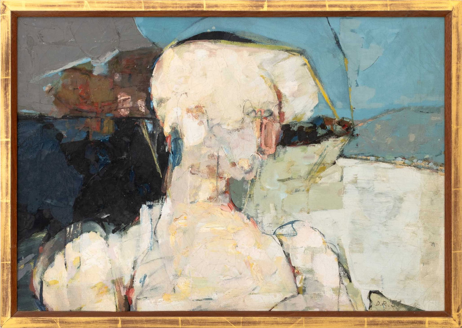 Dean Richardson Abstract Profile Bust, 1951: Dean Richardson (American, b. 1931-2020), Abstract Profile Bust, Oil on Canvas, 1951, signed and dated lower right, giltwood frame. Image: 15.5" H x 22.5" W; frame: 17.25" H x 24.25" W x 1.25" D. Prov