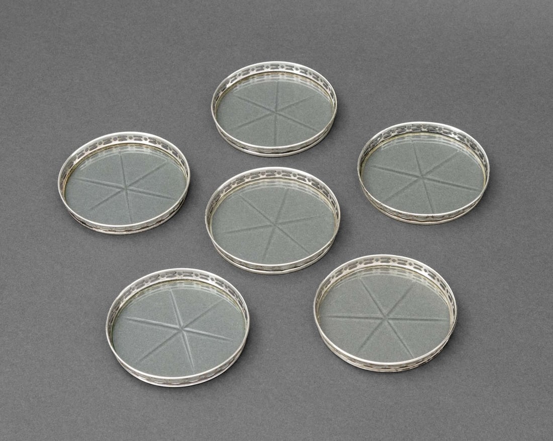 Starburst Glass and Sterling Silver Coasters, 6 (1 of 6)