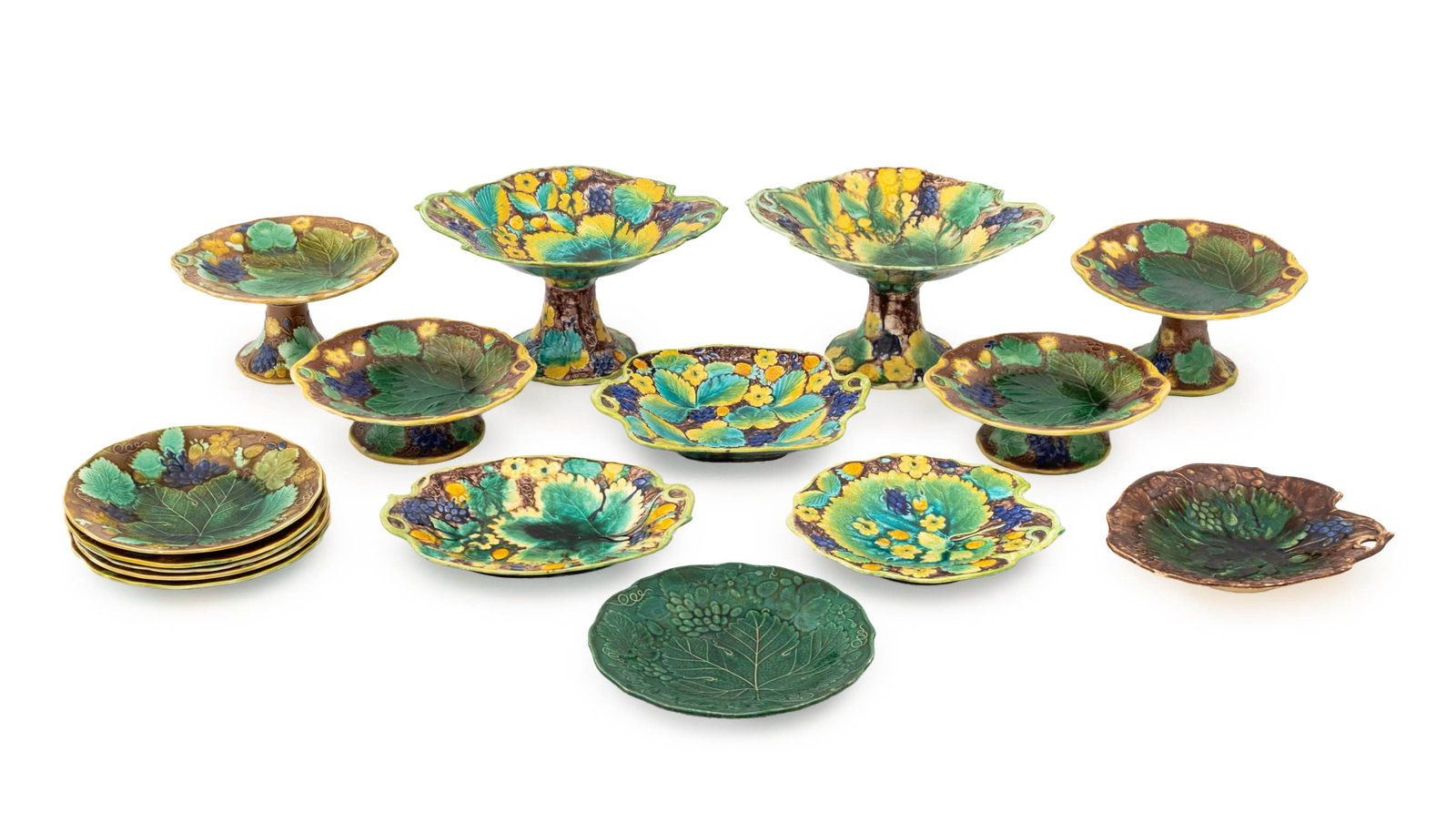 English Majolica Strawberry & Grape Tableware, 16 (1 of 14)