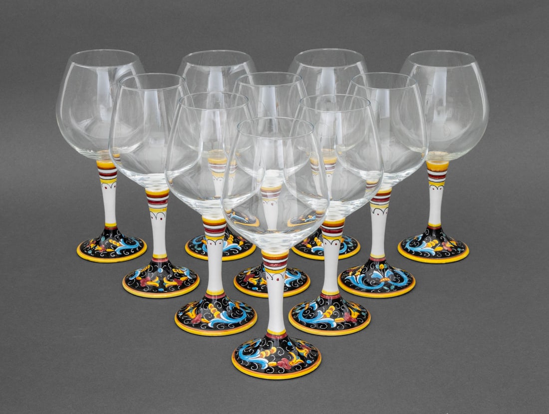 Deruta Pottery Wine Glasses, 10 (1 of 7)