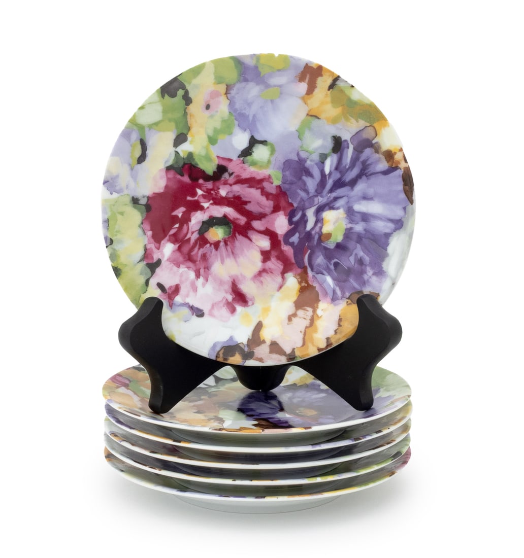Philippe Deshoulieres "Alhambra" Bread Plates, 6: Set of Six Philippe Deshoulieres "Alhambra" Pattern Porcelain Bread and Butter Plates, all marked. 5.75" Diameter x 0.75" D. Provenance: From a New York City Collection. Keywords: Designer, French