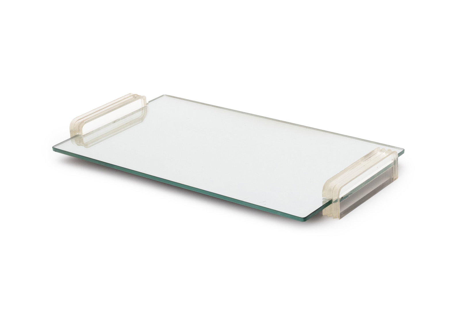 Art Deco Style Clear Acrylic Handled Mirrored Tray (1 of 9)