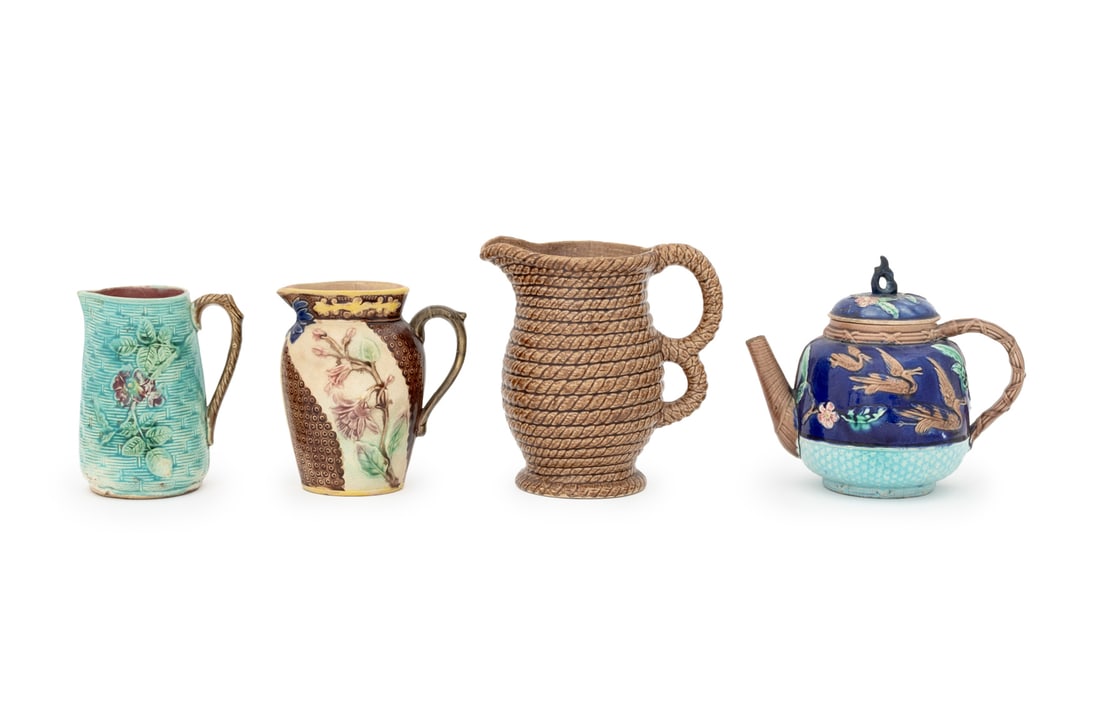 English Majolica Teapot and Jugs, 4 Pcs. (1 of 19)