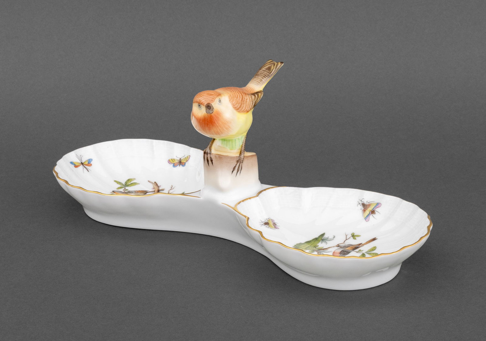 Herend Porcelain "Rothschild Bird" Relish Dish (1 of 9)