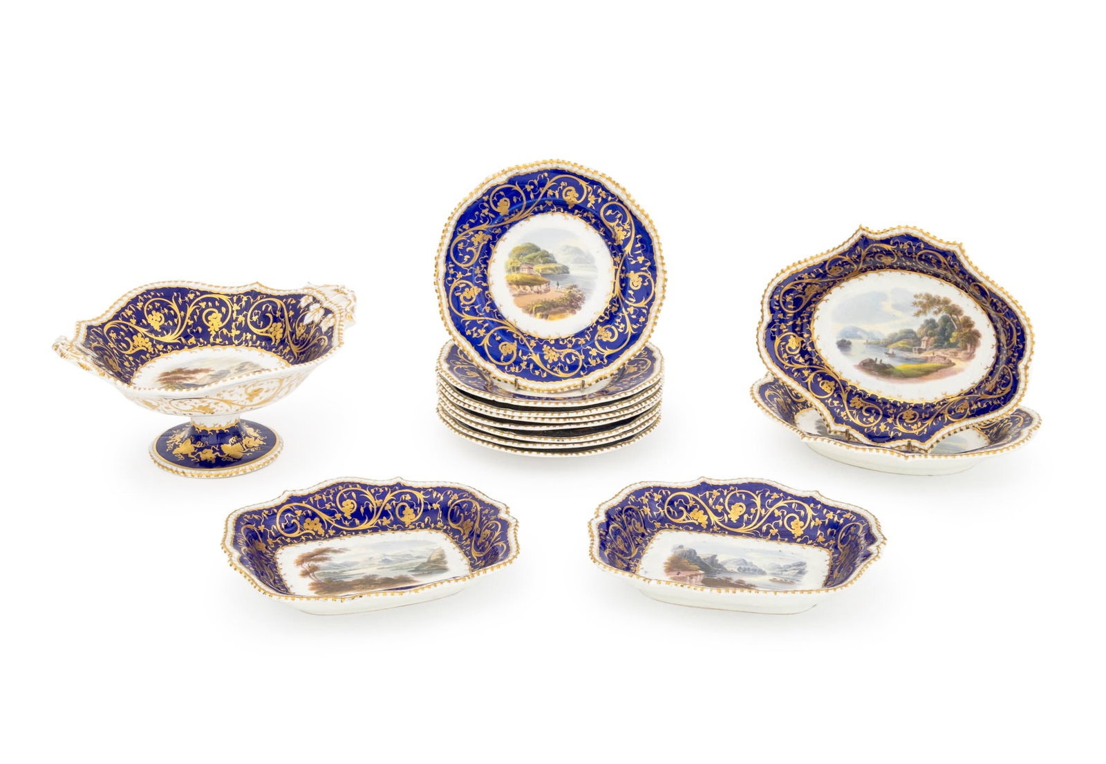 English Porcelain Tableware, 19th C., 13 Pcs. (1 of 18)