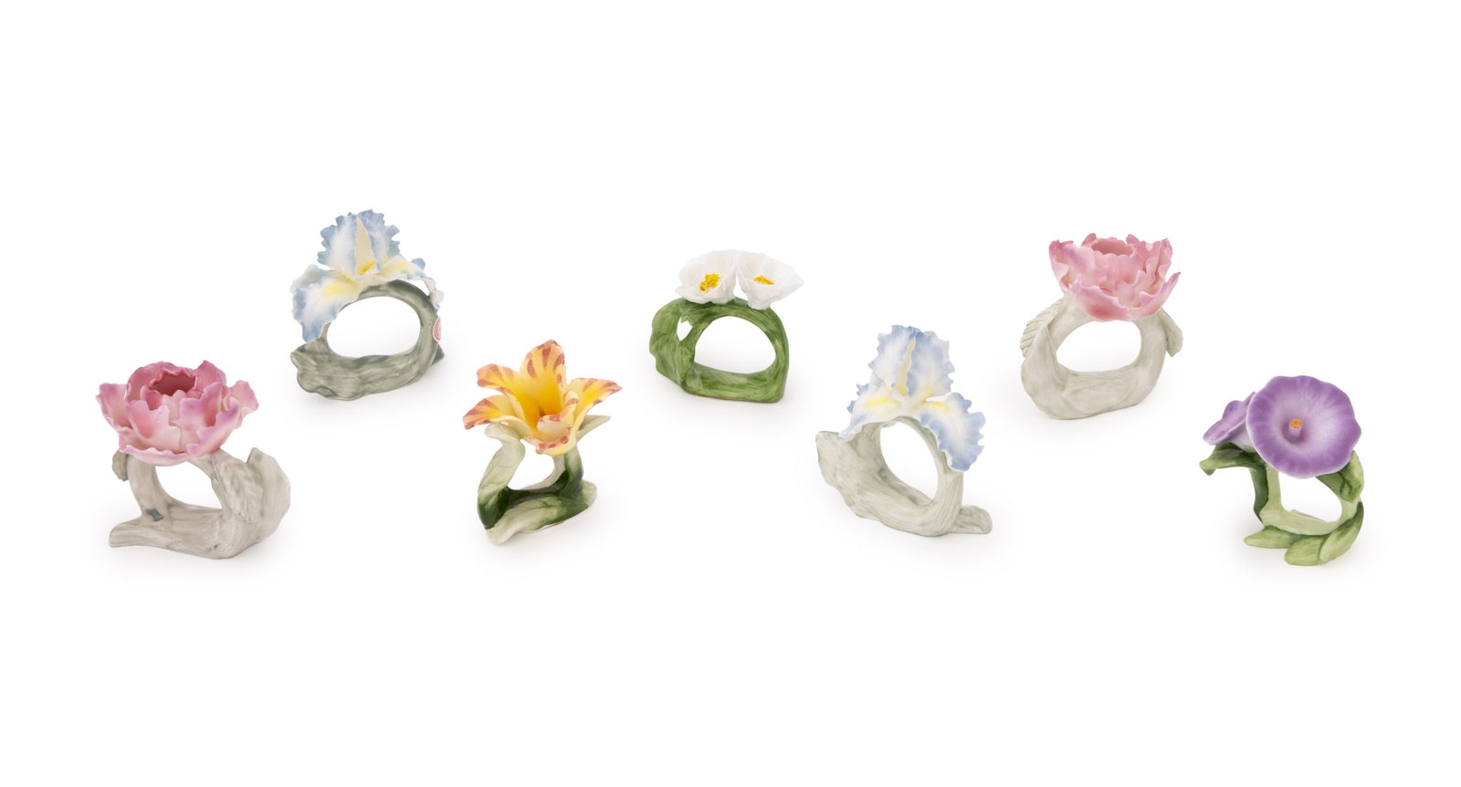 Harlequin Flower Motif Porcelain Napkin Rings, 7 (1 of 13)