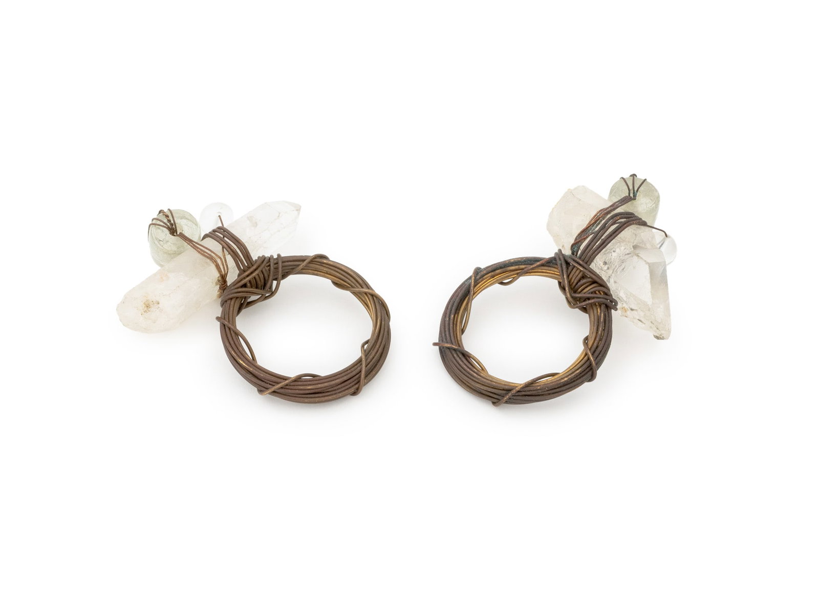Brass Wire Wrapped Crystal Napkin Rings, Pair (1 of 7)