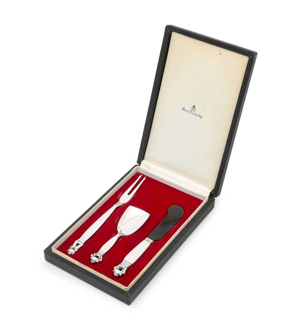 Georg Jensen Sterling "Acorn" Serving Set, 3 Pcs. (1 of 13)