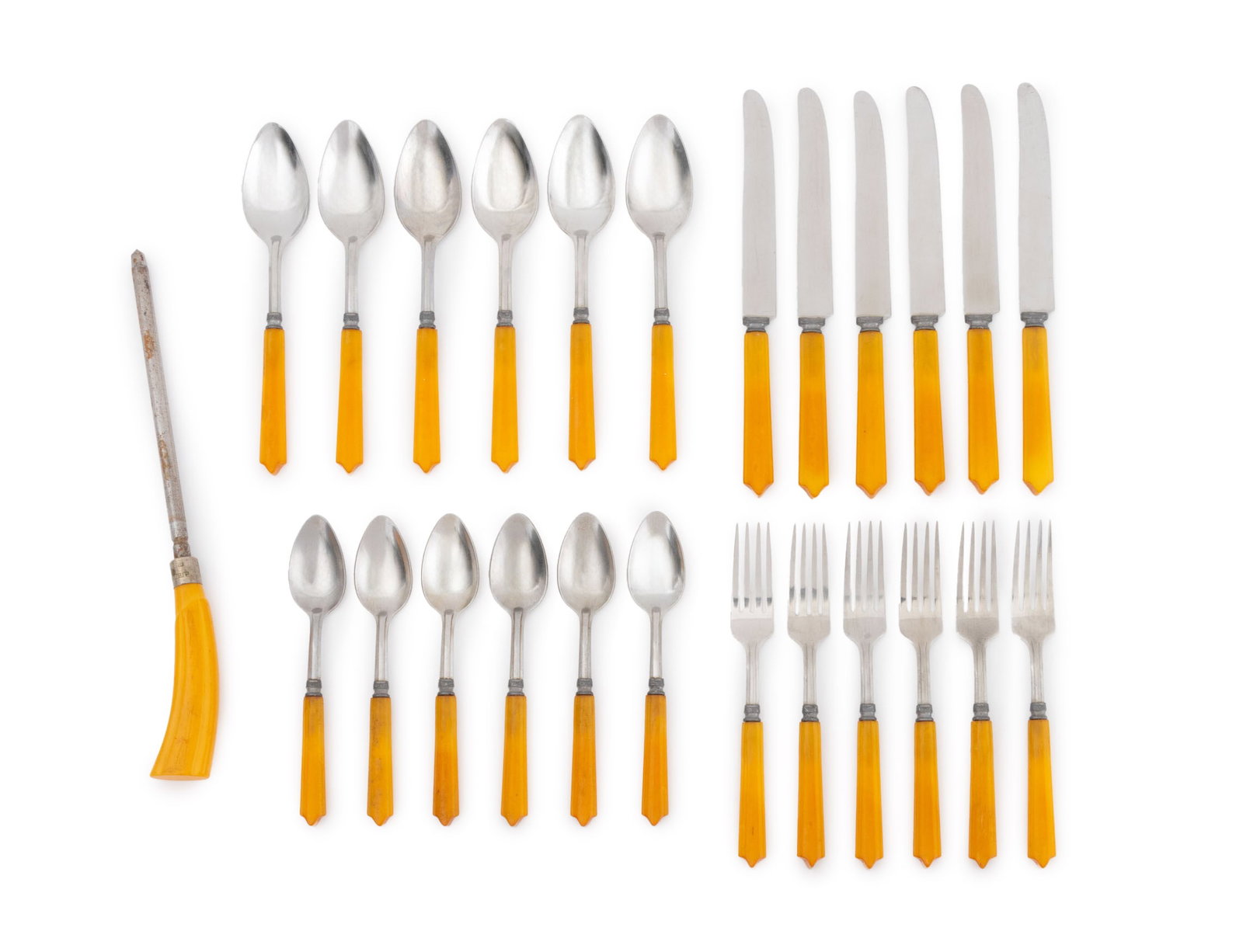 Vintage Butterscotch Bakelite Flatware Service x 6 (1 of 8)