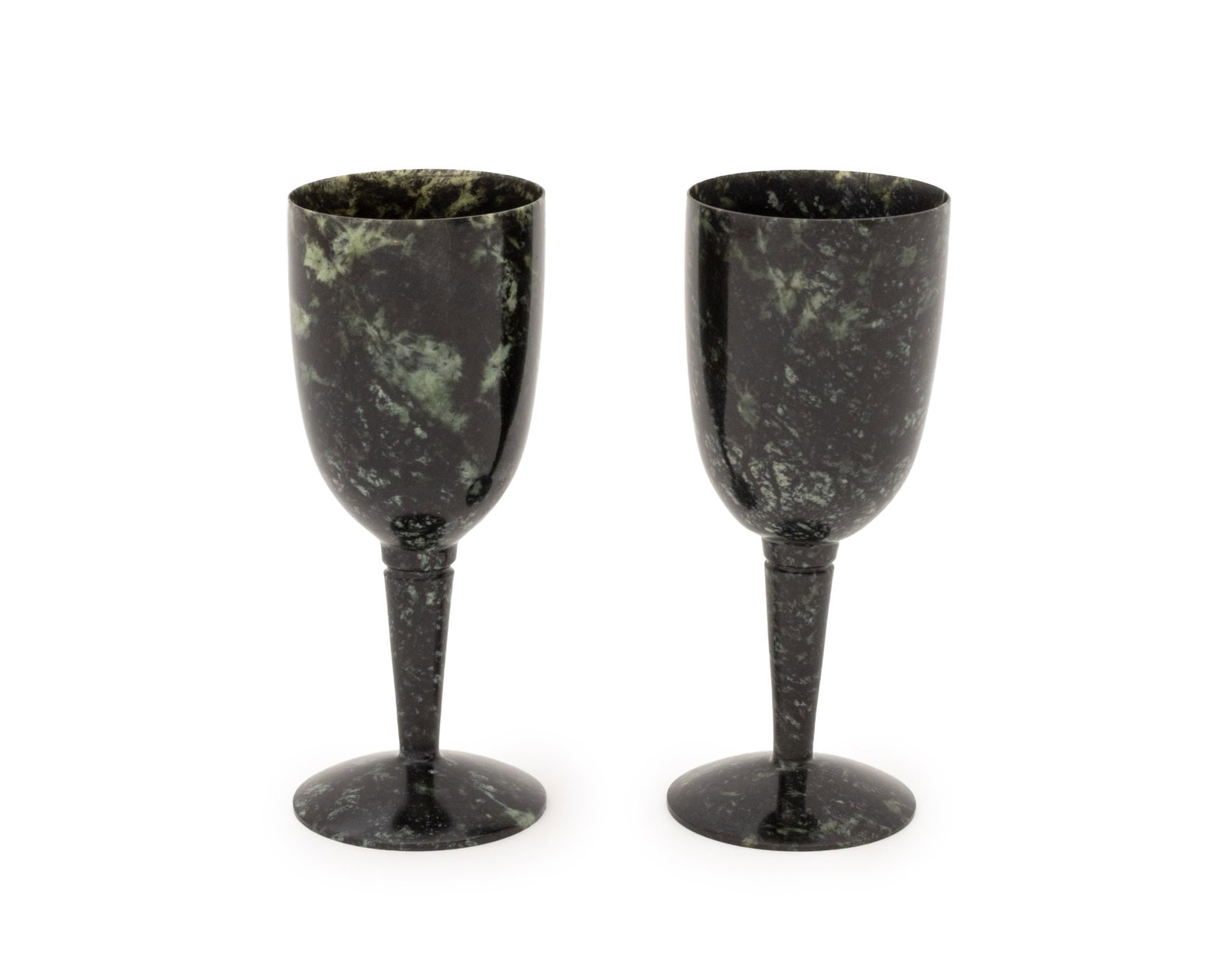 Moss Agate Footed Liqueur Cups, Pair (1 of 6)