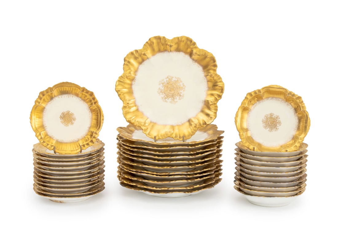 Limoges Gilt Decorated Porcelain Service, 35 Pcs. (1 of 9)