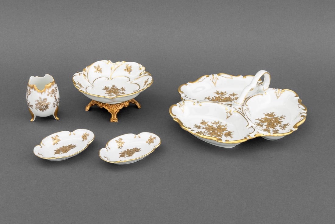 JL Menau, Etc. Gilt Porcelain Tableware, 5 Pcs. (1 of 16)
