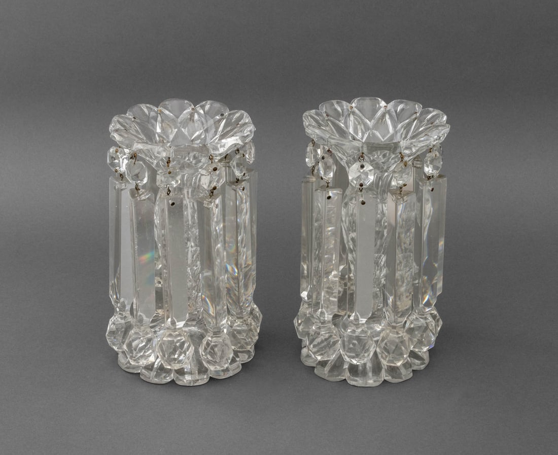 Gilded Age Cut Crystal Lustres, Pair (1 of 7)