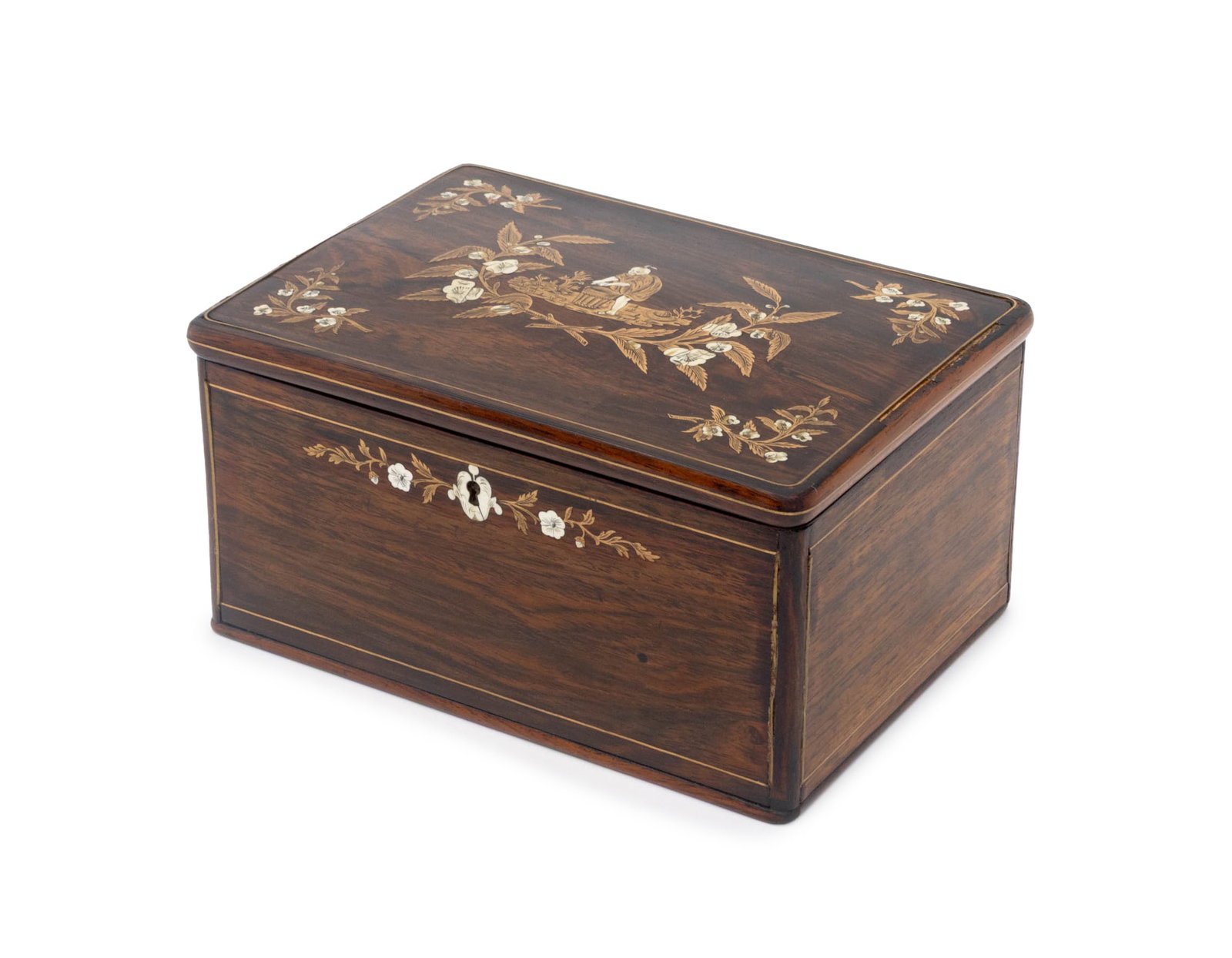 Victorian Chinoiserie Inlaid Rosewood Tea Caddy (1 of 11)