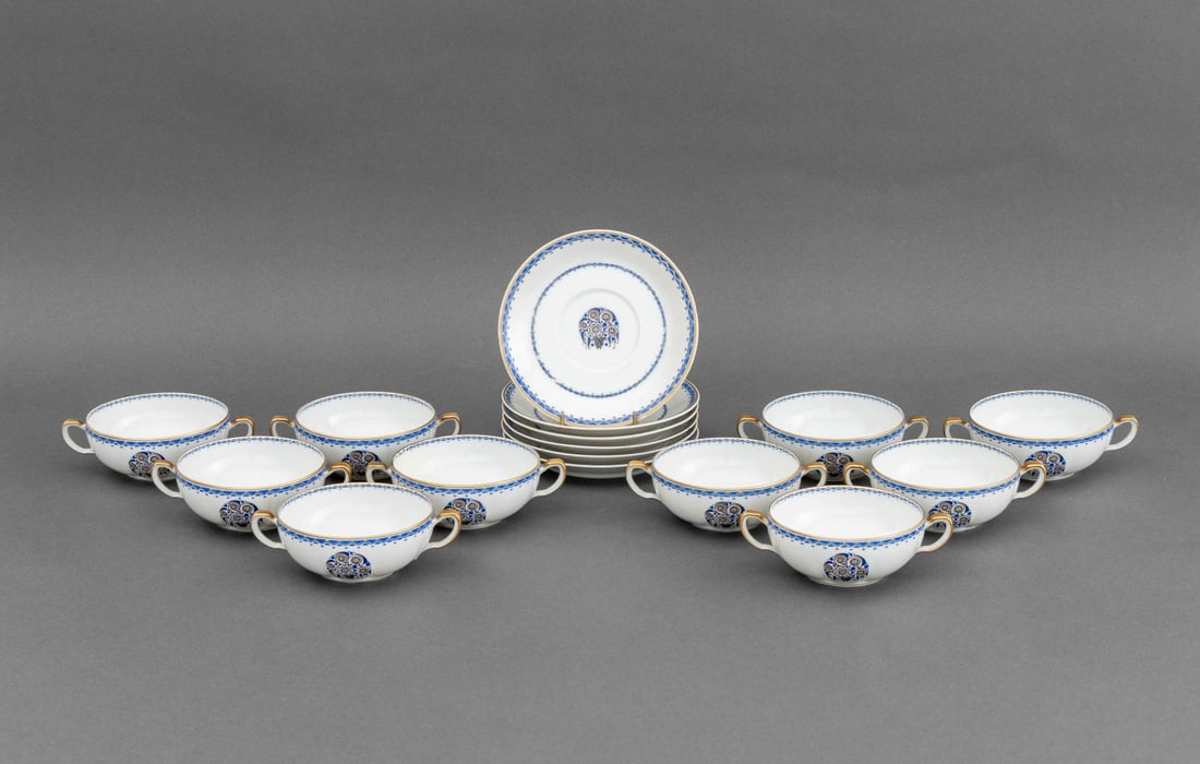 Haviland Porcelain Soup Bowls and Saucers, 16 (1 of 9)
