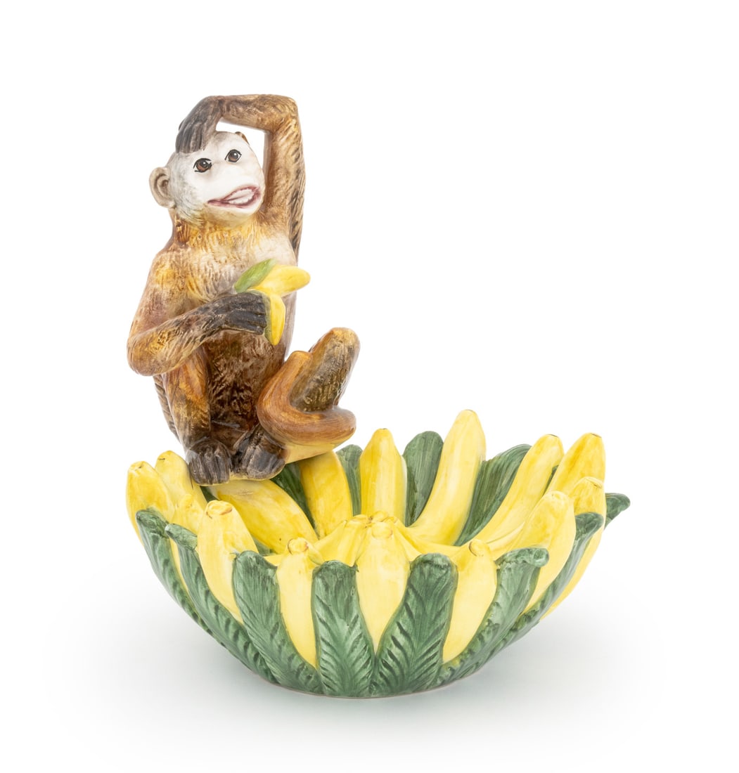 Italian Maiolica Monkey & Bananas Form Centerpiece (1 of 10)