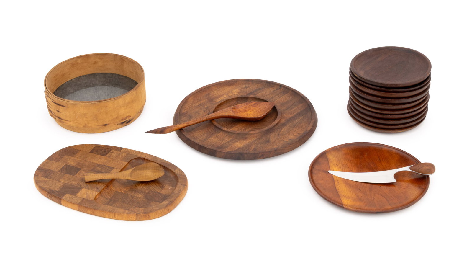 Modern Carved Wood Tableware, 17 Pcs. (1 of 16)