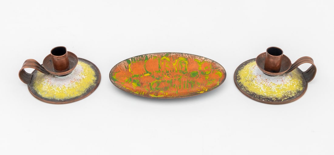 Enameled Copper Tableware, 3 Pcs. - 2