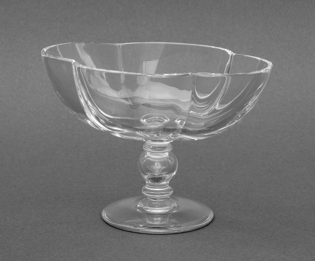 Baccarat Crystal "Corail" Footed Compote: Baccarat Crystal "Corail" Footed Comport, marked "Baccarat France" to underside. 4" H x 6" W x 4" D. Provenance: From a 500 Park Avenue Estate. Keywords: Designer, French cristal, Vessel, Tazza,