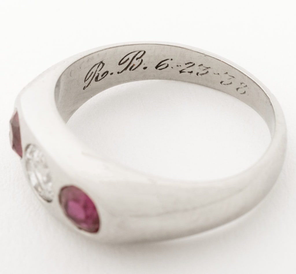 Ruby and Diamond Three-Stone White Gold Ring - 6