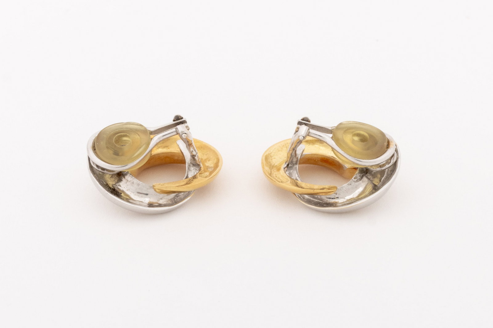 Interlocking Circle Form Two-Tone Gold Earrings - 3