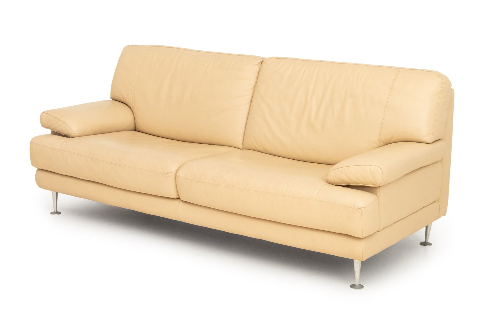 Nicoletti Beige Leather Upholstered Two-Seat Sofa (1 of 10)