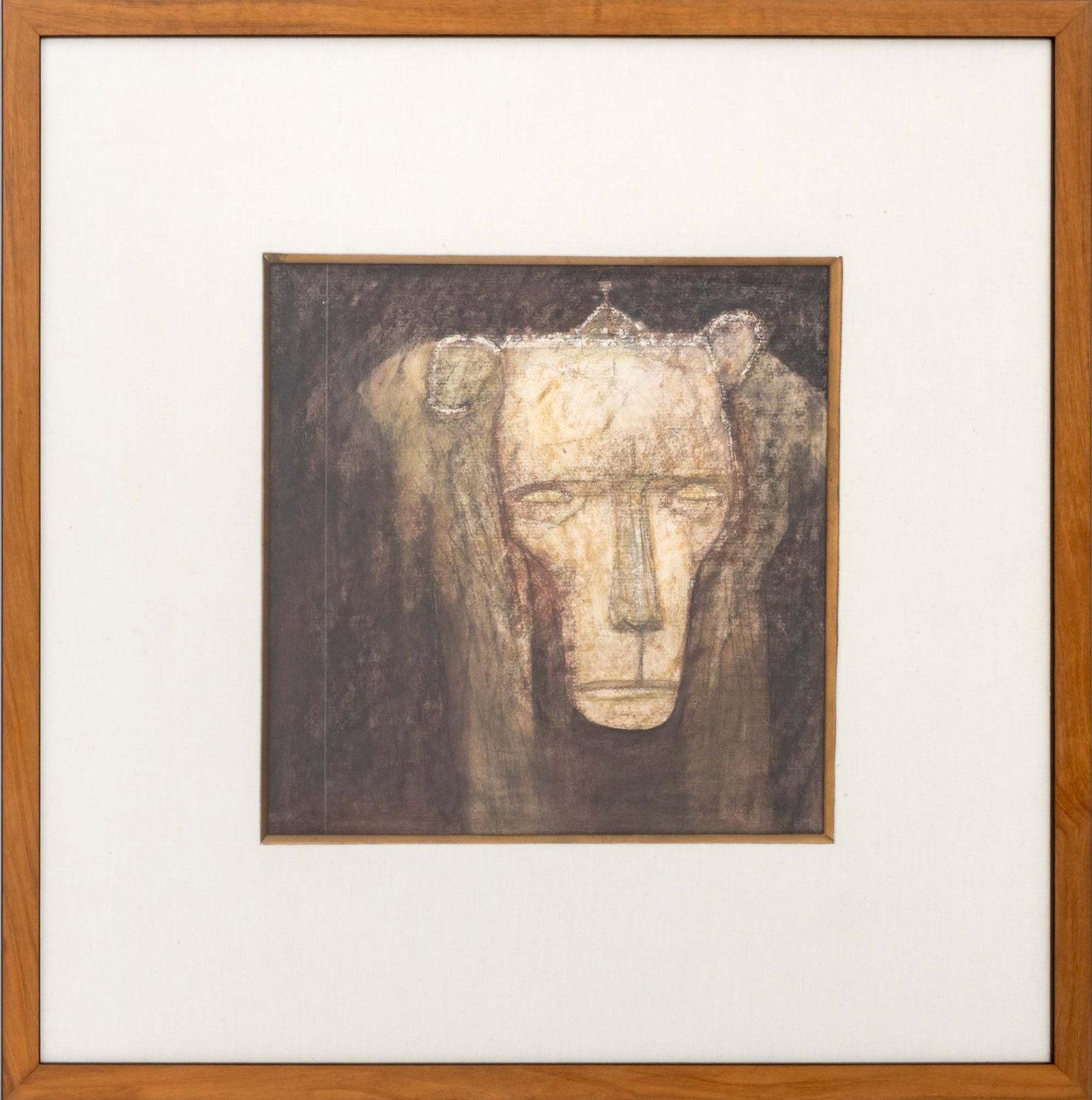 Ganesh Pyne "The King" Mixed Media on Paper: Ganesh Pyne (Indian, 1937-2013), "The King", Mixed Media on Paper, signed in pencil lower right, labels affixed verso, ebonized and giltwood frame. Image: 11.25" H x 11.25" W; frame: 22" H x 21.75" W 