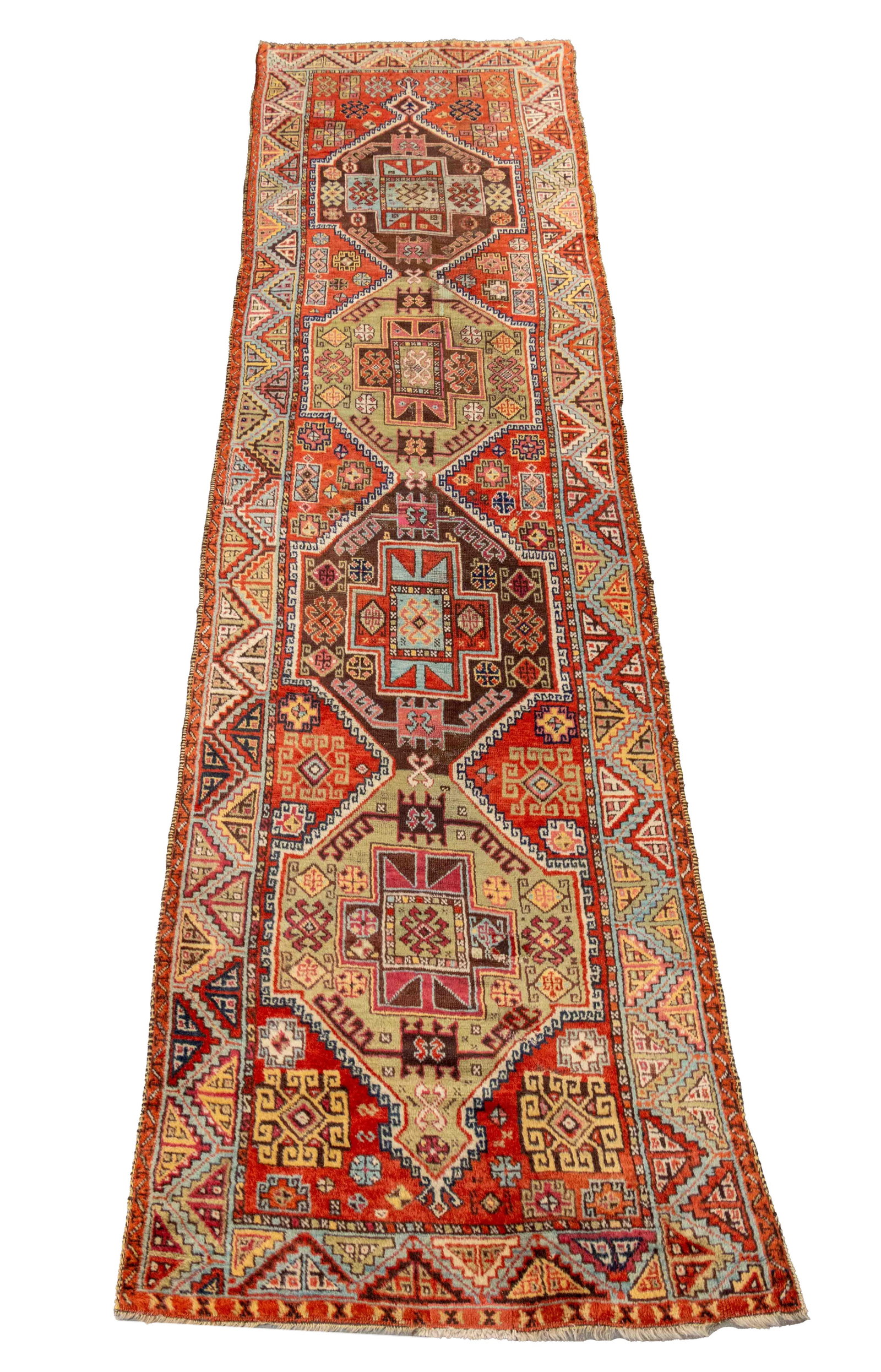 Caucasian Wool Runner, 13' 10" x 3' 4.5" (1 of 10)
