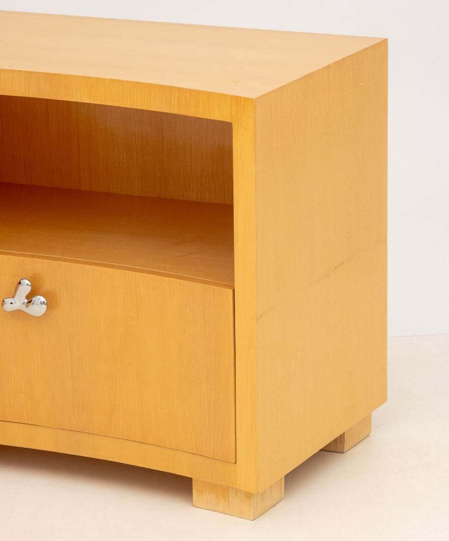 Modern Maple Concave Bedside Tables, Pair - 5