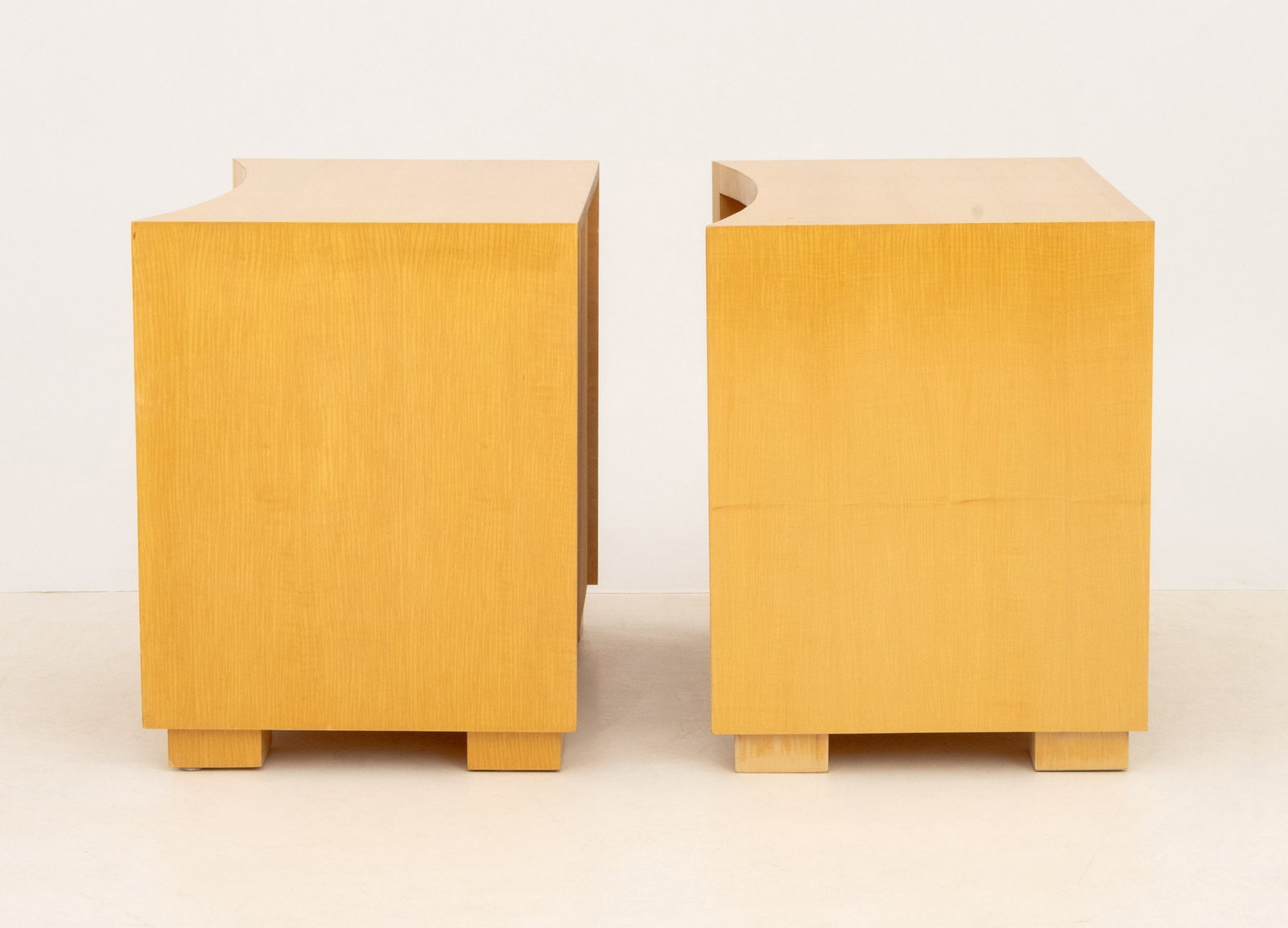Modern Maple Concave Bedside Tables, Pair - 6