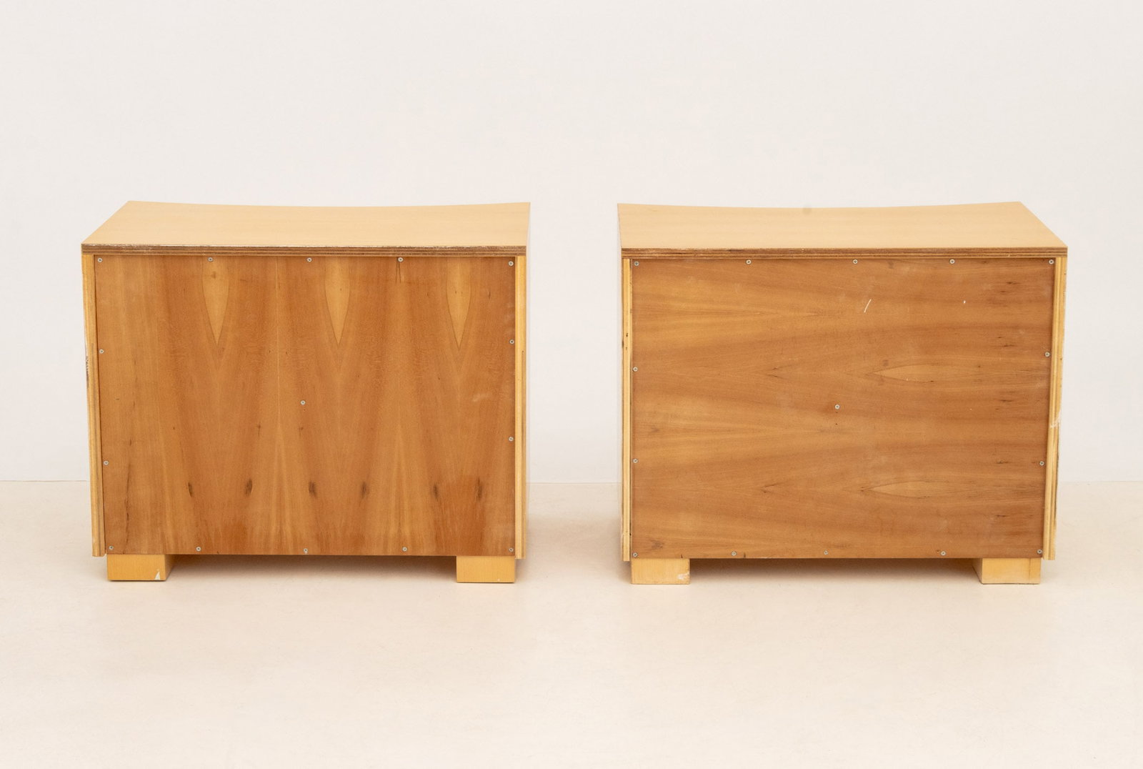 Modern Maple Concave Bedside Tables, Pair - 7