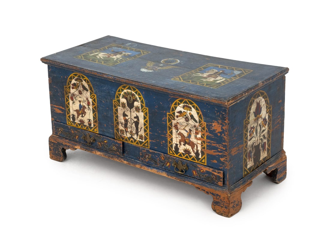 American Polychromed Wood Blanket Chest, ca. 1800 (1 of 11)