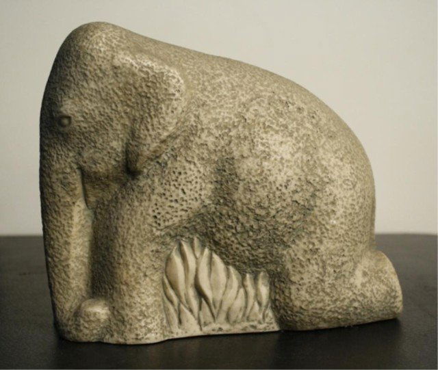 C. Hartwig Elephant Sculpture: Elephant sculpture, Cleo Hartwig (American, 1911-1988), United States; marked. Dimensions: 7-1/2"H x 9"W x 3"D