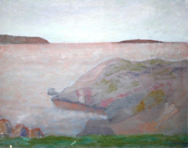 Scandinavian Artist Tuomas Nielimarka Painting1956: Scandinavian artist Tuomas Nielimarka oil on canvas sea painting, signed and dated 1956. Dimensions: 24" L X 30" W
