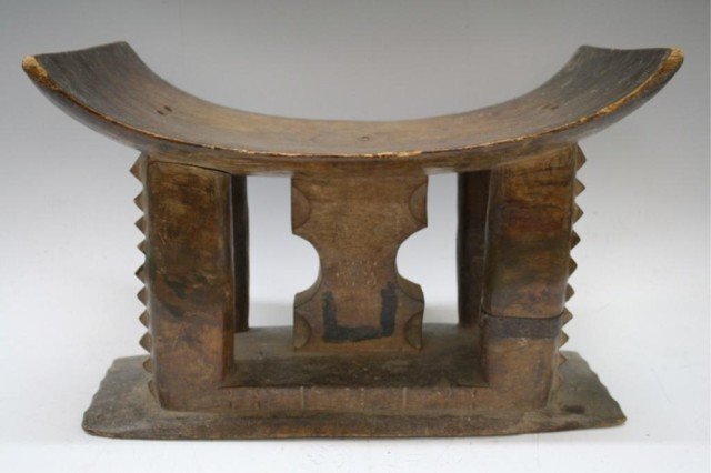 African Ashanti Tribe Wooden Stool 19th Century: An Ashanti tribe wooden stool, Africa, nineteenth century; unmarked. Dimensions: 12-1/2" H x 19" L x 10-3/4" W