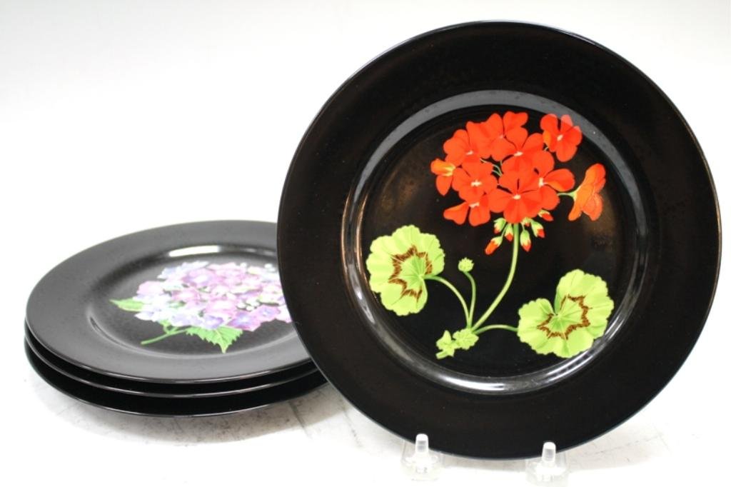 Tiffany & Co. by Connolly Cake Plate Set: Four Tiffany & Co. cake plates, "Mrs. Delany's Flowers" by Sybil Connolly; marked. Dimensions: 7-7/8" diameter x 3/4" depth
