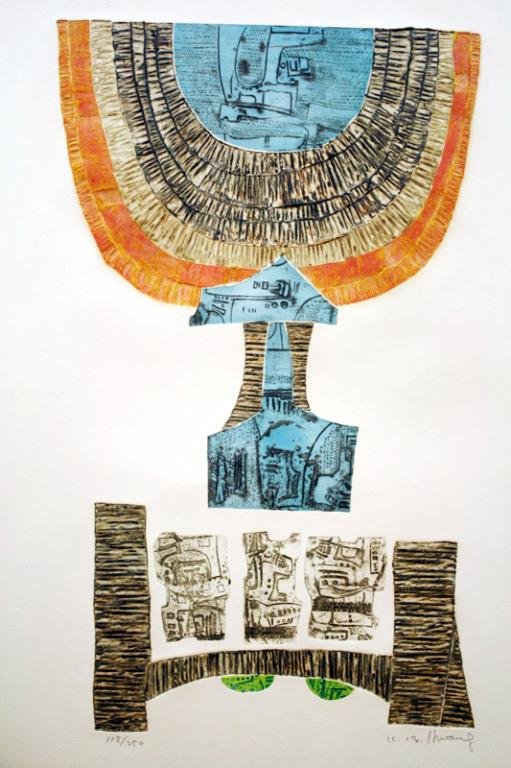 Korean K.B. Hwang "Growth" Serigraph: "Growth" serigraph by Korean artist K. B Hwang (1932 - ); signed and numbered 118 out of 250. Dimensions: 28-1/2" L x 22" W
