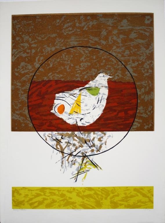 Seong May, Bird of Silence, Print 201/300: Seong Moy, Chinese/American (1921 - ), Bird of Silence, print, 201/300; signed. Dimensions: Image area 25"L x 19"W; overall 30"L x 22"W