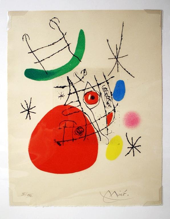 Joan MirÃ³ "El Inocente" Aquatint & Etching 3/25: An aquatint and etching illustration by Joan Miro for Xavier Domingo's book "El Inocente" , one of the twenty-five copies reserved for the artist, author, and craftsmen of the book, comes with folio a